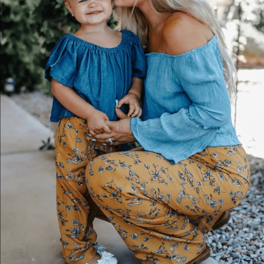 Mustard Floral Mommy and Me Pants